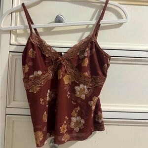 Brown floral crop top